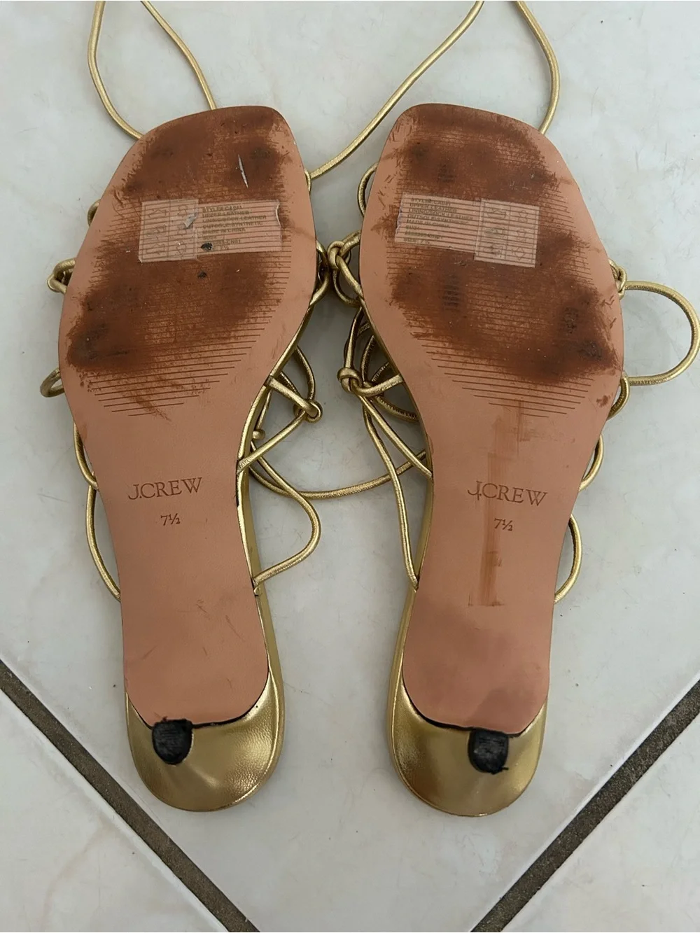 J. Crew Gold Lace-Up Knotted Strappy Sandals